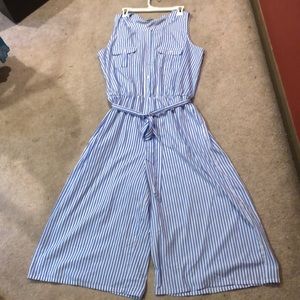 Wide leg striped jumpsuit